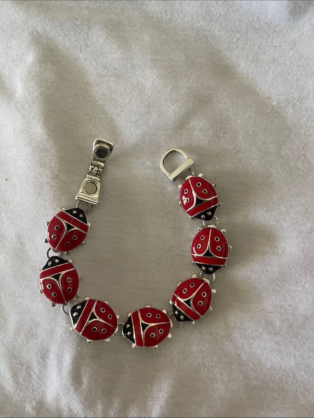 Red Ladybug Charm Bracelet - Women Jewelry